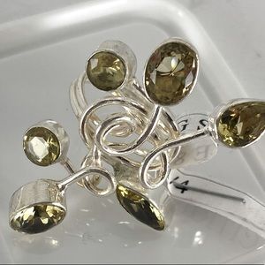 Whimsical Citrine Ring set in sterling silver Size 8 1/4